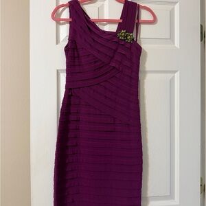 Xscape One Shoulder Purple Dress